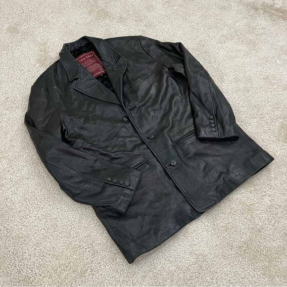 Couture by J. Park Lamb Leather Jacket Black Men's Size Large Button Down, - Picture 15 of 16
